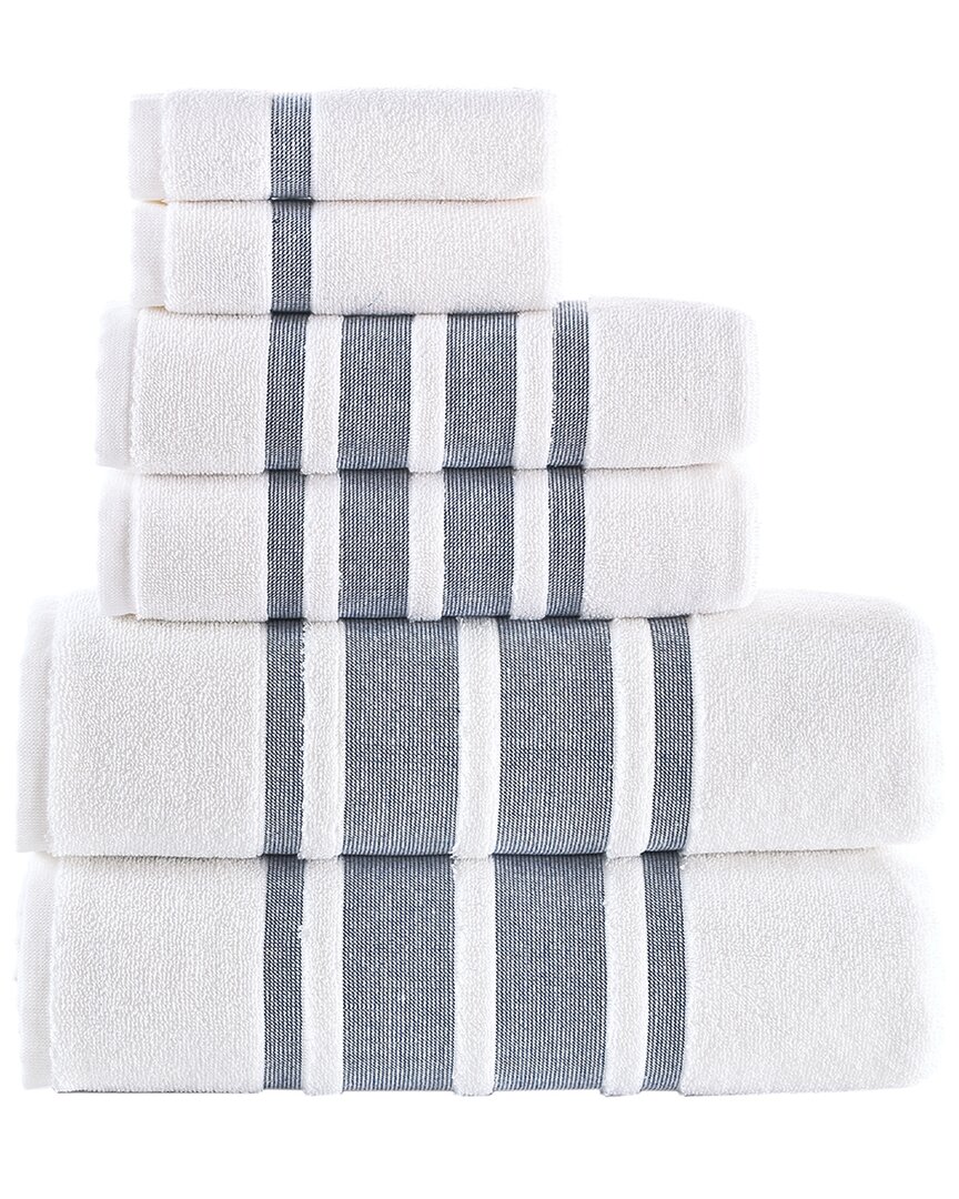 Brooks Brothers Contrast Border 6pc Towel Set In Navy