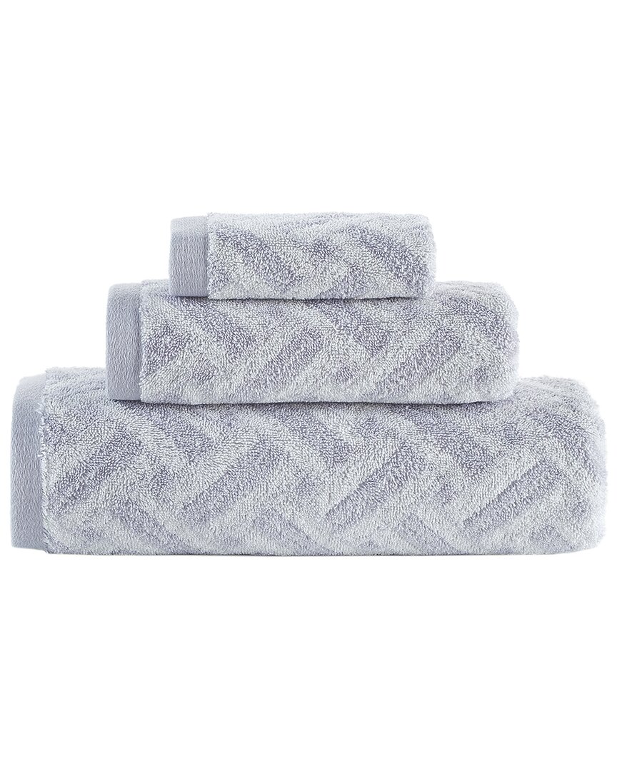 Brooks Brothers Criss Cross Stripe 3pc Towel Set In Silver