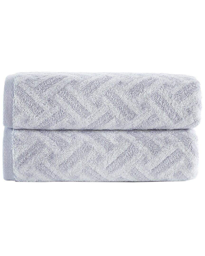 Brooks Brothers Criss Cross Stripe 2pc Bath Towels In Silver