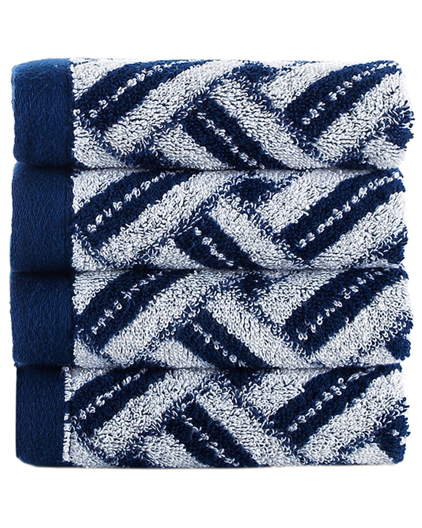 Brooks Brothers Criss Cross Stripe 4pc Wash Towels In Navy