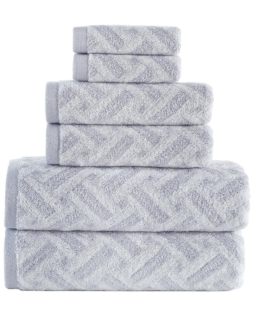 Brooks Brothers Criss Cross Stripe 6pc Towel Set In Silver