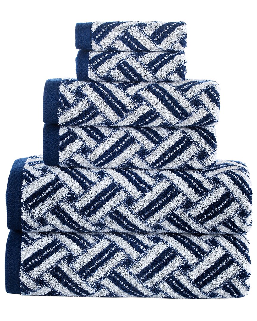 Brooks Brothers Criss Cross Stripe 6pc Towel Set In Navy