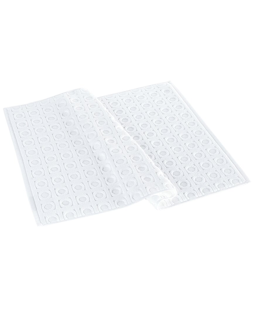 Brooks Brothers Circle In Square Bath Mat In White