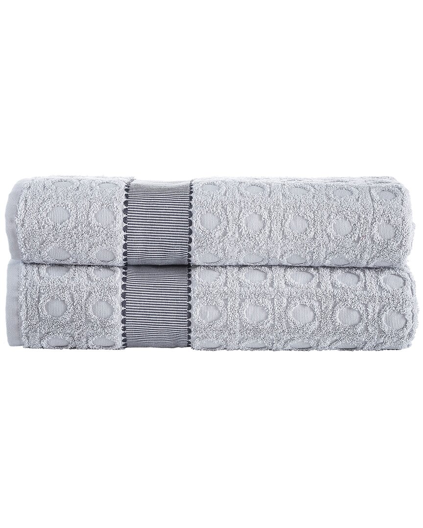 Brooks Brothers Circle In Square 2pc Bath Sheets In Silver