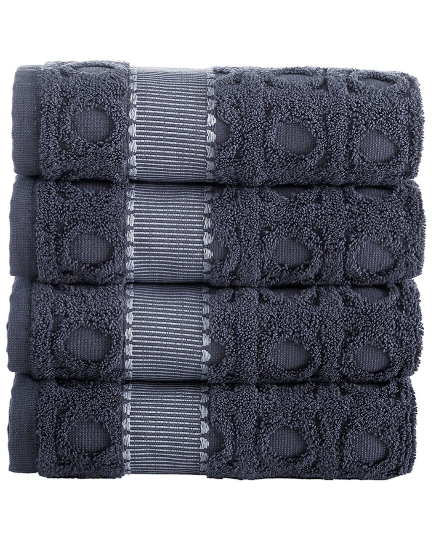 Brooks Brothers Circle In Square 4pc Hand Towels In Silver