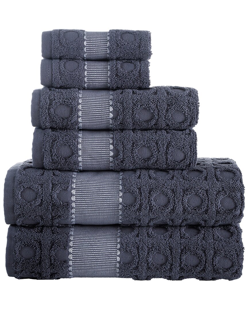 Brooks Brothers Circle In Square 6pc Towel Set In Silver