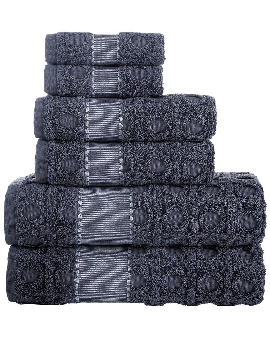 Brooks Brothers Circle In Square 6 Pcs Towel Set In Silver