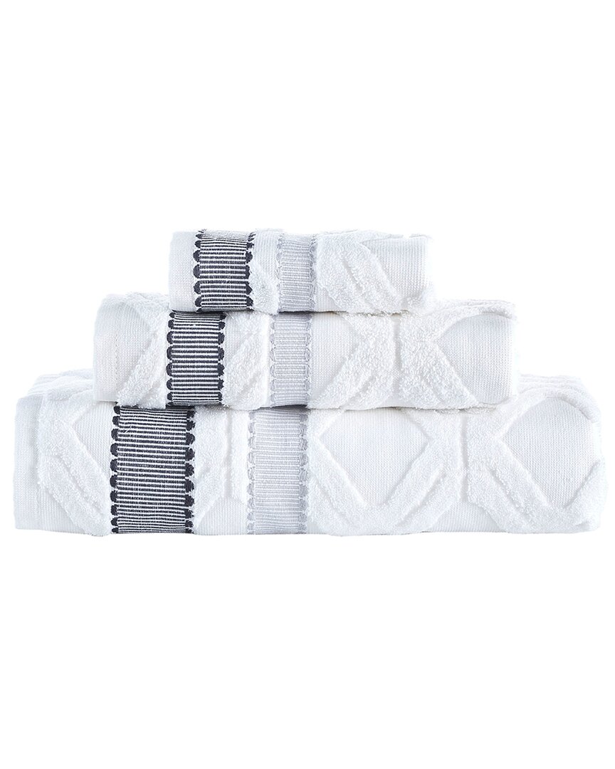 Brooks Brothers Large Square 3pc Towel Set In White