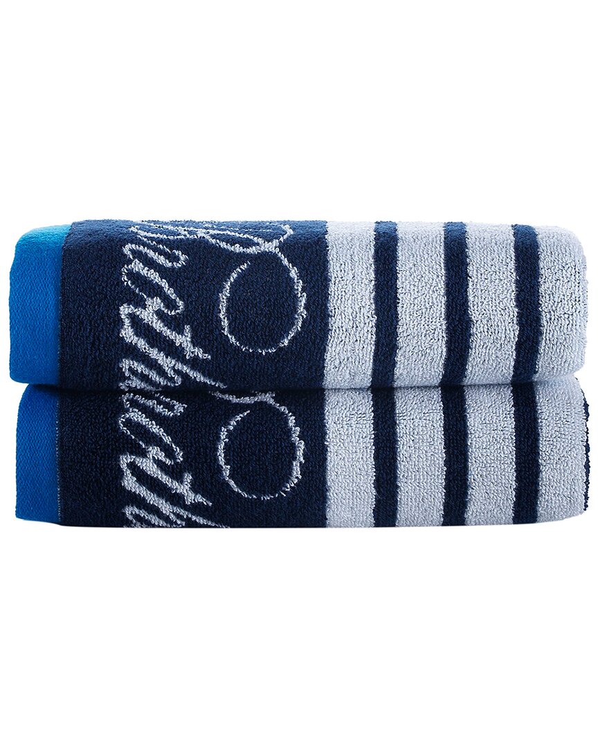 Brooks Brothers Nautical Blanket Stripe 2pc Hand Towels In Navy
