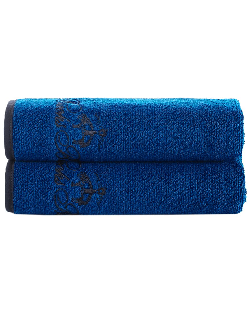 Brooks Brothers Contrast Frame 2pc Hand Towels In Blue