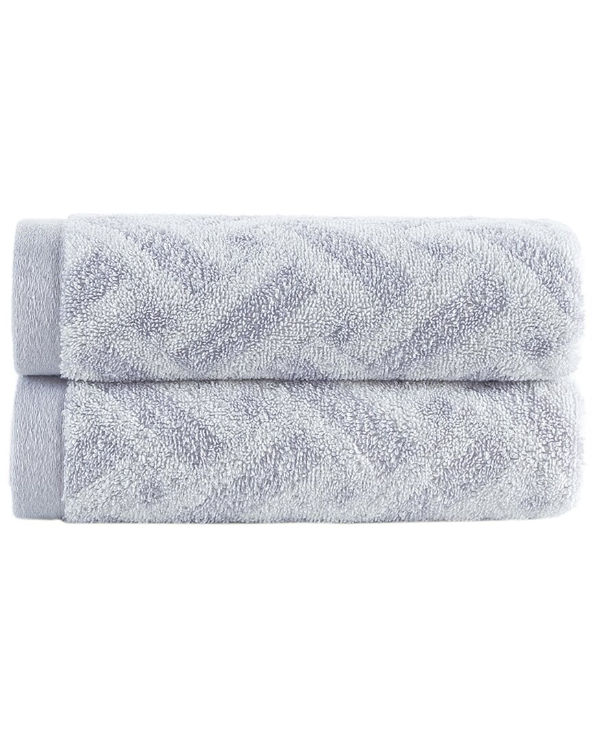 Brooks Brothers Criss Cross Stripe 2pc Hand Towels In Silver