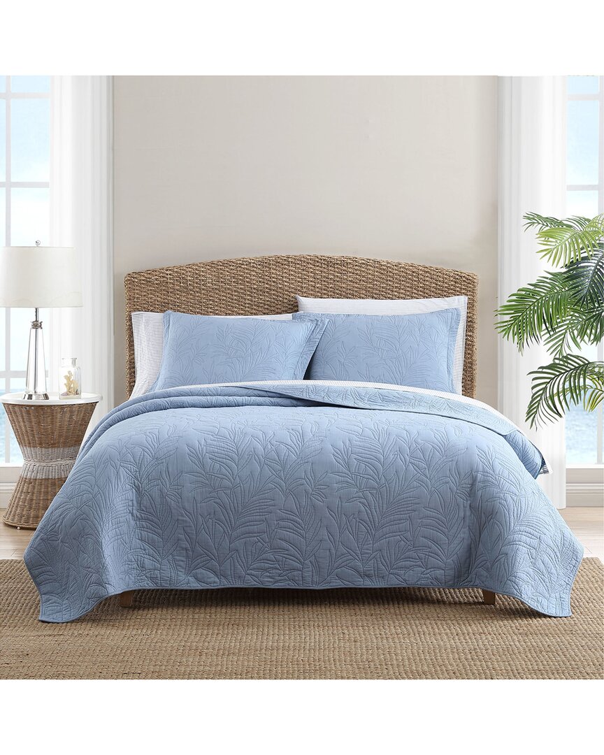 Tommy Bahama Solid Costa Sera Cotton Quilt In Blue