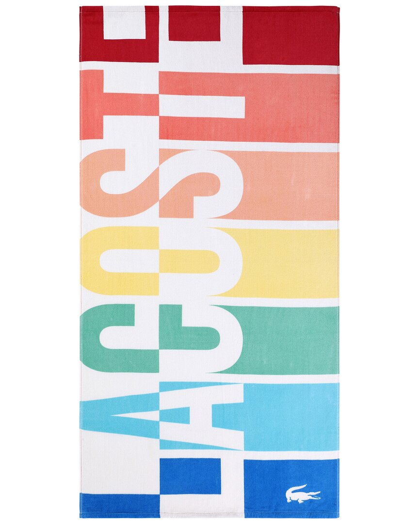 Lacoste Rainbow Logo Beach Towel In Multi