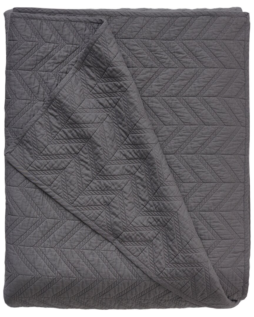 Lacoste Herringbone Striped Quilt Set In Grey