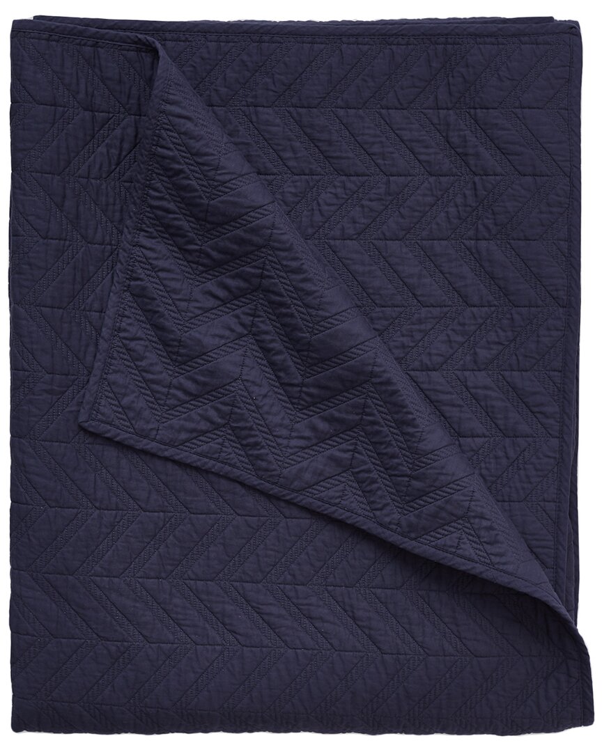 Lacoste Herringbone Striped Quilt Set In Blue