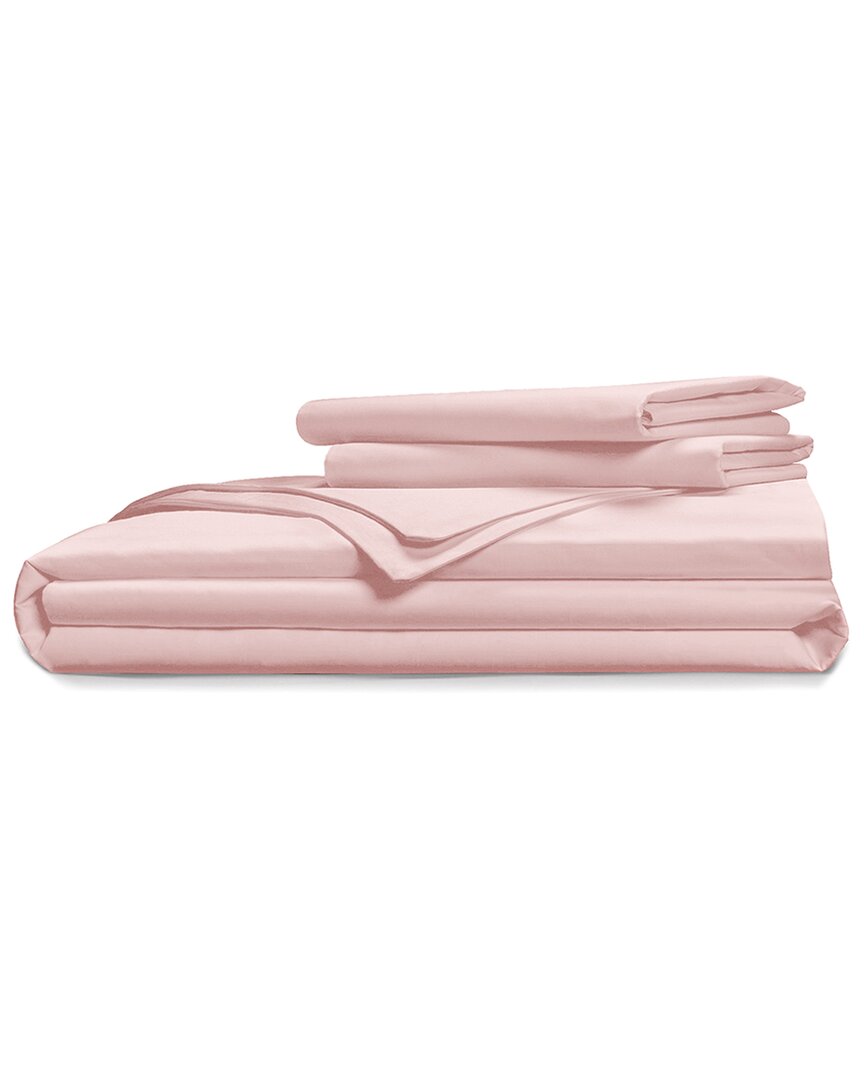 Shop Pillow Gal Classic Cool & Crisp 100% Cotton Percale Duvet Cover Set In Pink