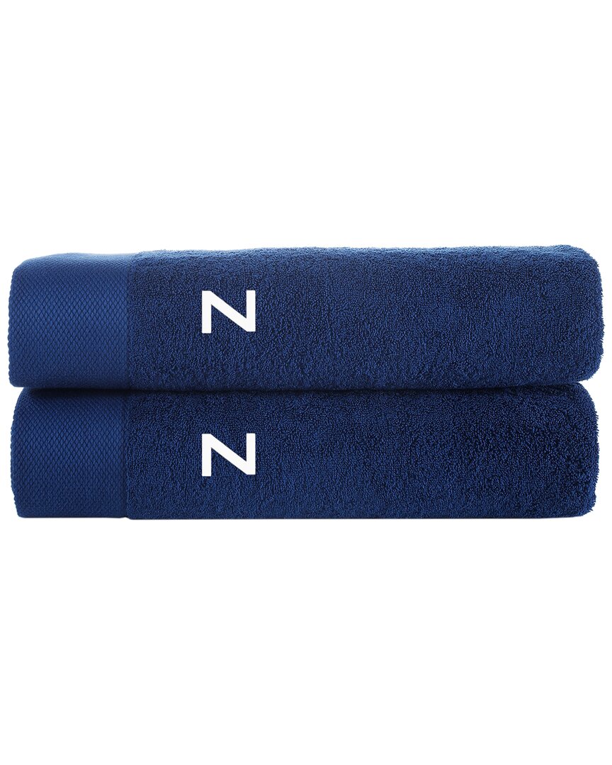 Brooks Brothers Set Of 2 Monogrammed Hand Towels In Blue