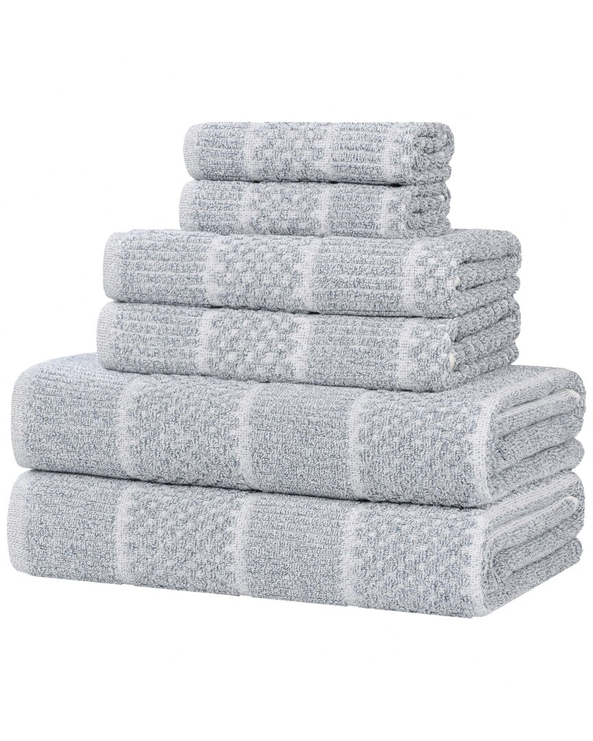 Superior Naples Medium Weight Checkered & Ribbed 6pc Towel Set