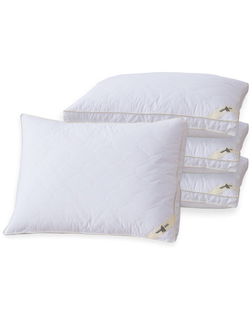 St. James Home Set Of 4 Feather & Loom Pillows In White
