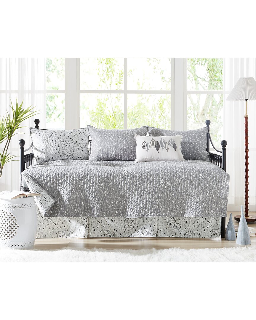 Southshore Fine Linens Botanical Leaves Daybed Cover Set In Grey