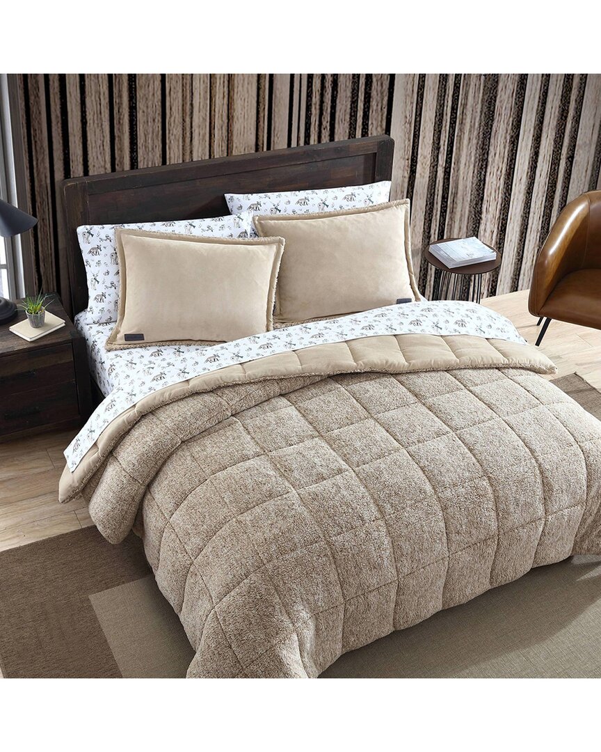 Shop Eddie Bauer Sherwood Micro Suede Comforter Bedding Set In Brown