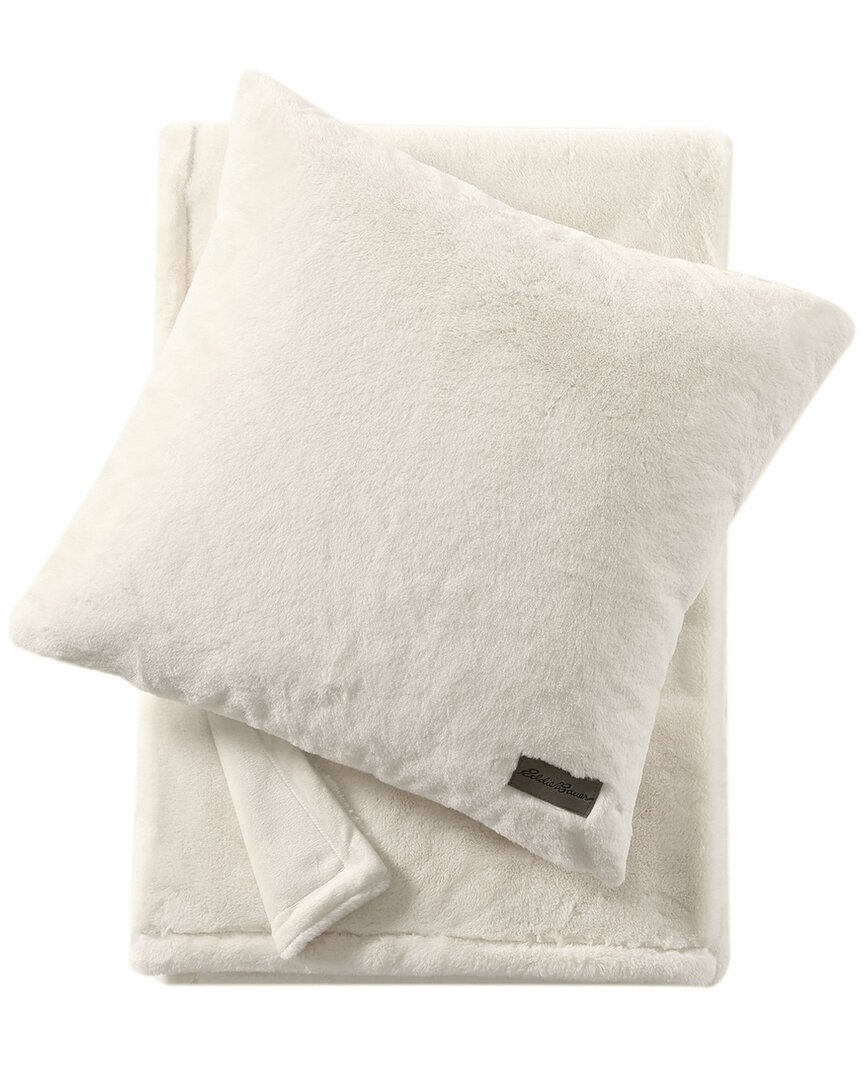 Eddie Bauer Throw & Pillow Cover Set In White