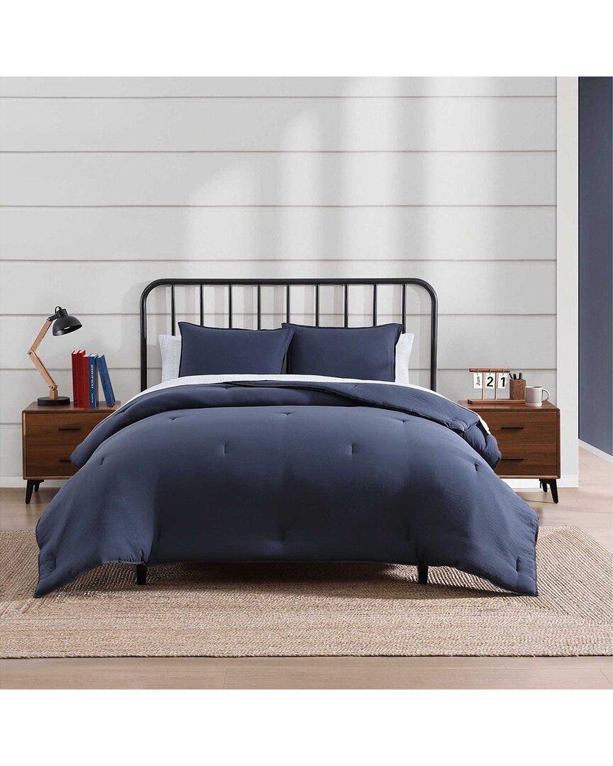 Tommy Hilfiger Th Solid Microfiber Comforter Bonus Set In Blue