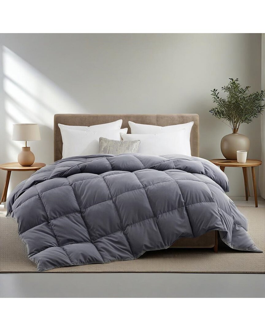 Unikome All-season Medium Warmth Solid Pattern Duvet Insert White Goose Down Feather Comforter In Gray