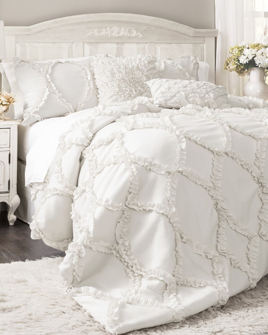Lush Decor Avon 3pc Comforter Set In White