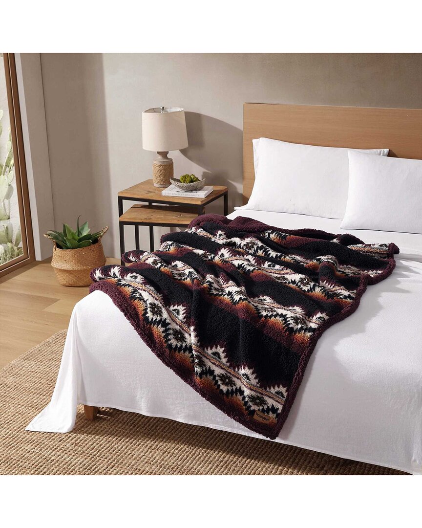 Wrangler Mountain Fog Popcorn Fleece Throw Blanket In Multi