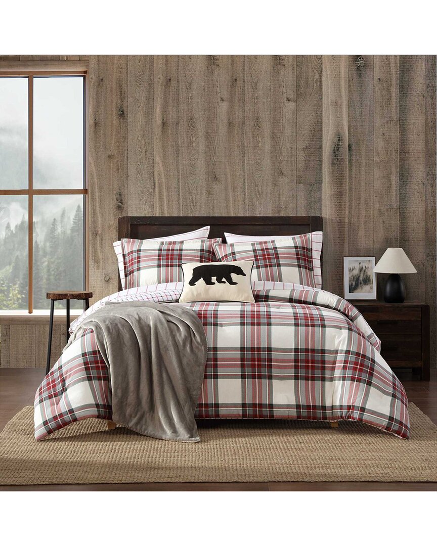 Eddie Bauer Serendipity Plaid Cotton Flannel Comforter Set In Brown