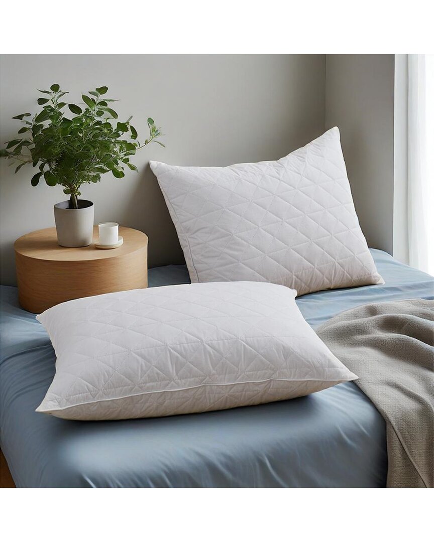 Unikome 233 Thread Count 2-pack Goose Feather Pillows With Breathable Cotton  Cover In White