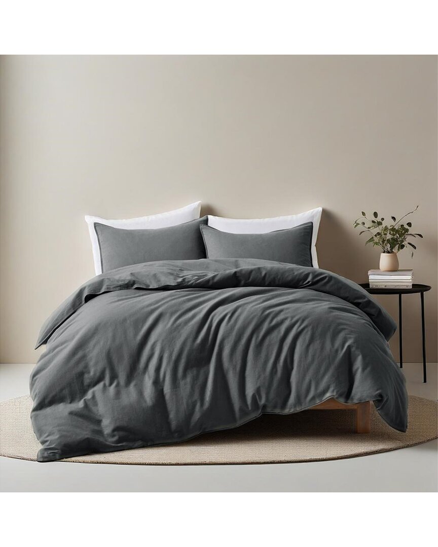 Unikome Linen-blend Duvet Cover Set In Multi
