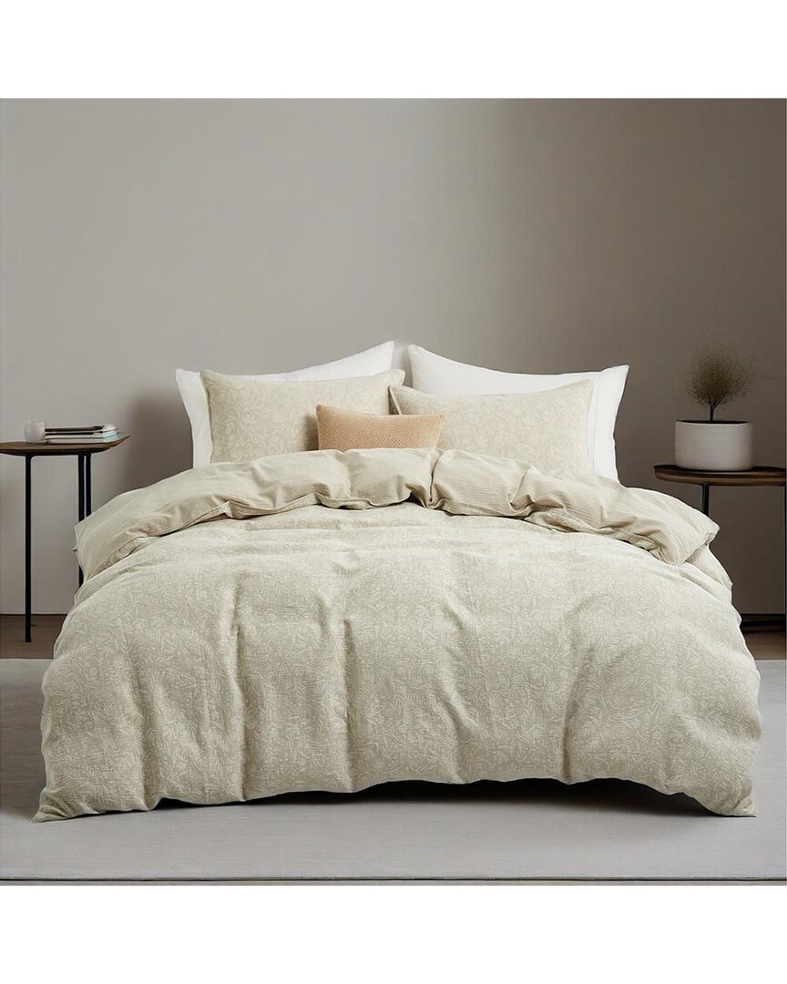 Unikome Floral Jacquard Linen-blend Duvet Cover Set In Multi
