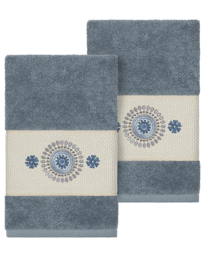 Linum Home Textiles Isabelle Turkish Cotton 2pc Embellished Hand Towel Set