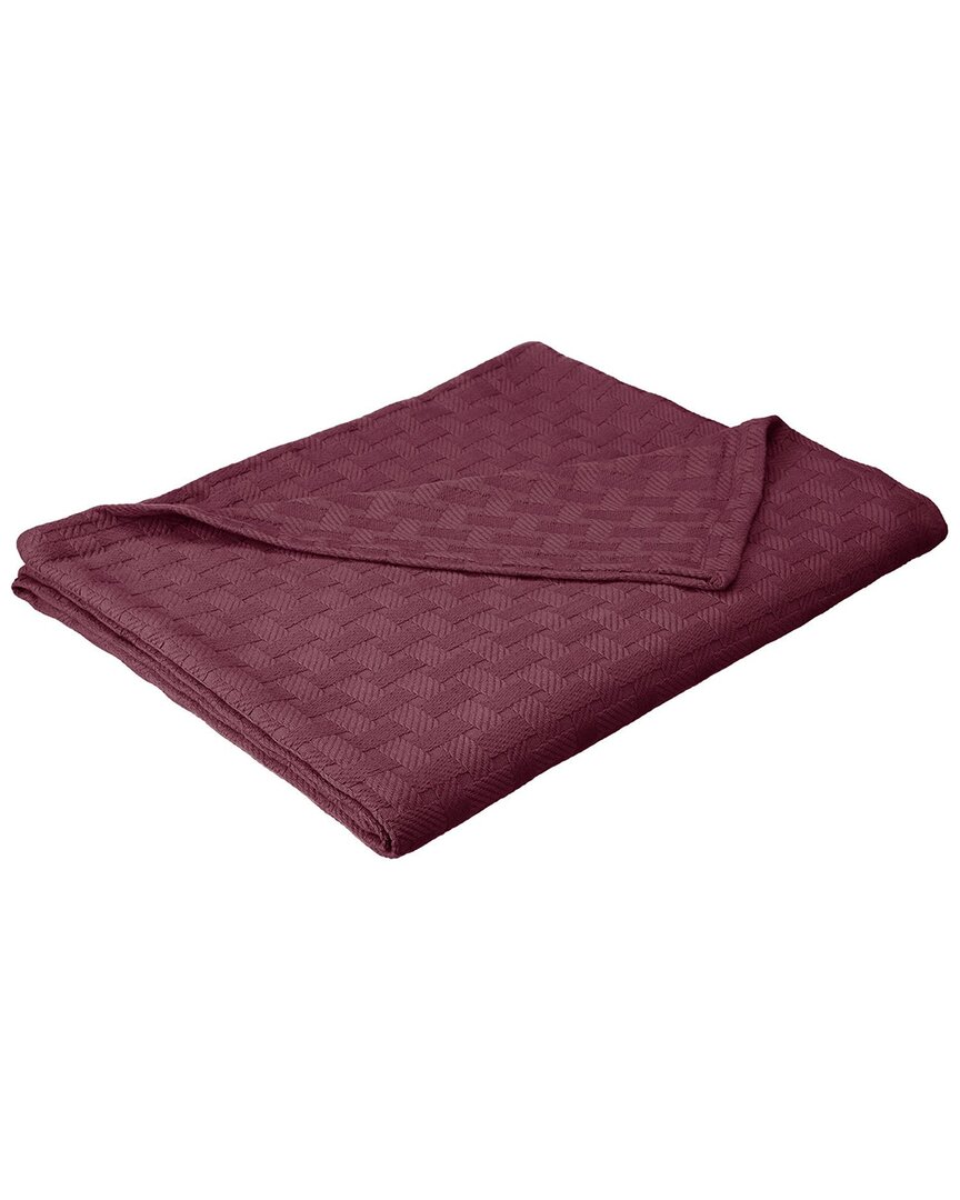 Shop Home City Superior Basketweave All-season Breathable Cotton Blanket In Purple