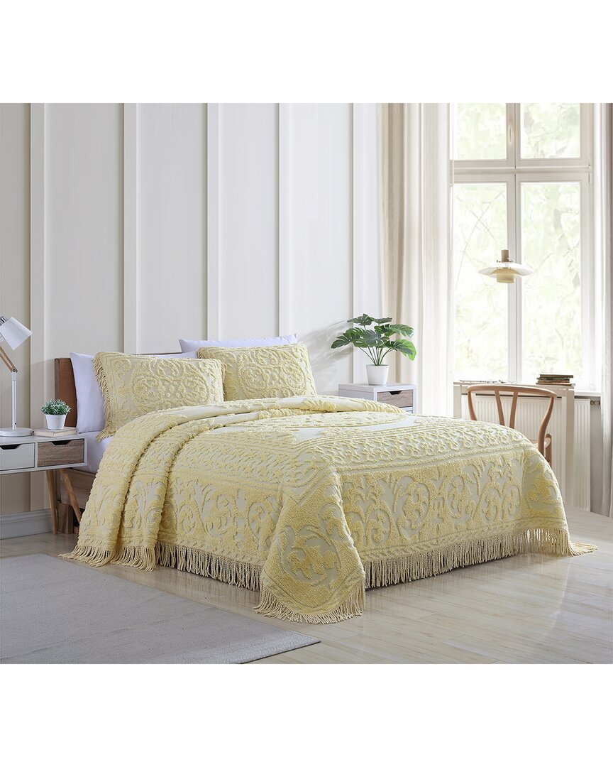 Beatrice Home Fashions Medallion Chenille Bedspread In Yellow