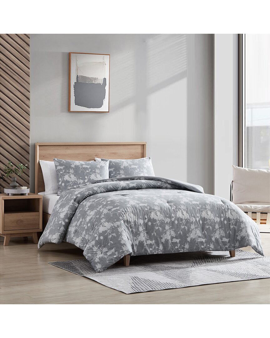 Kenneth Cole New York Shadow Floral Duvet Cover Set Collection Bedding In Grey
