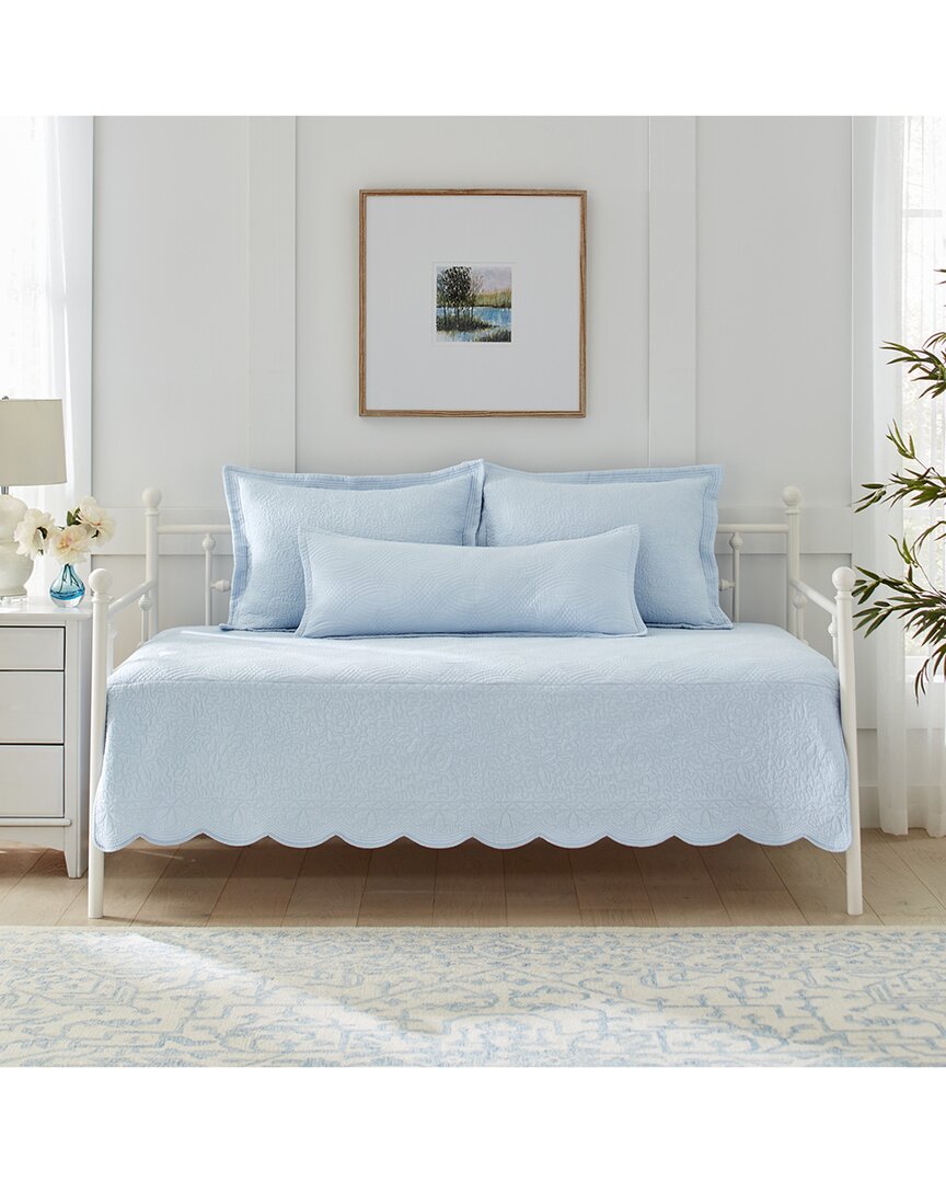 Shop Laura Ashley Solid Trellis 100% Cotton Daybed Cover Set In Blue