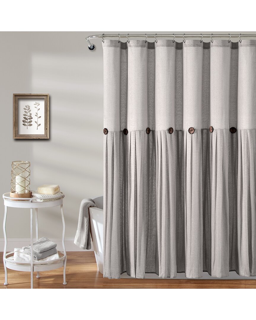 Lush Decor Fashion Linen Button Shower Curtain In Gray