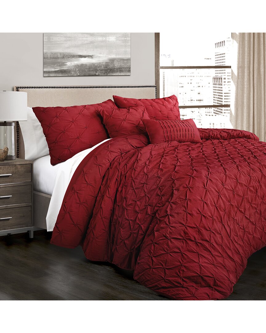 Lush Decor Fashion Ravello Pintuck Comforter In Red