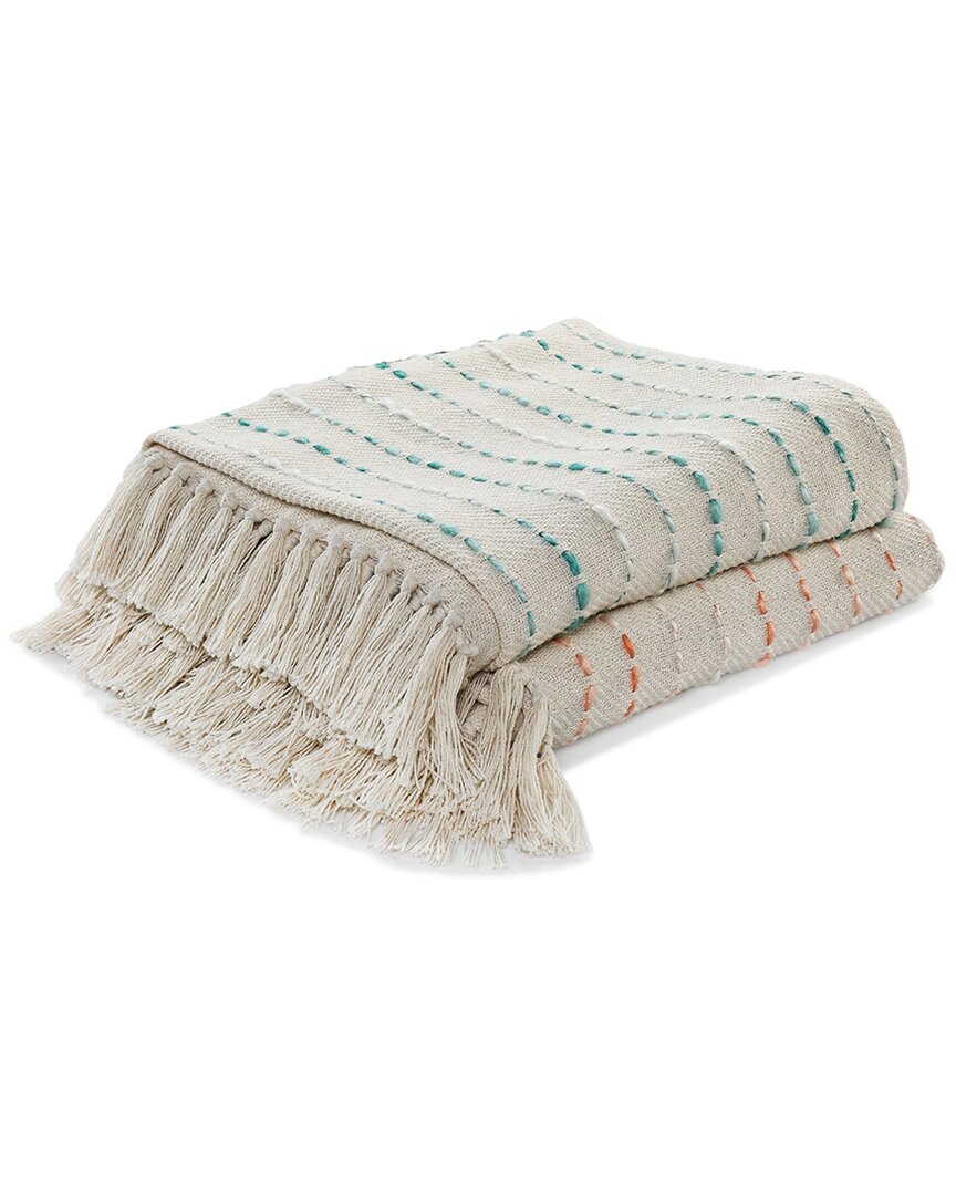 Ox Bay Torrent Striped Throw Blanket In White