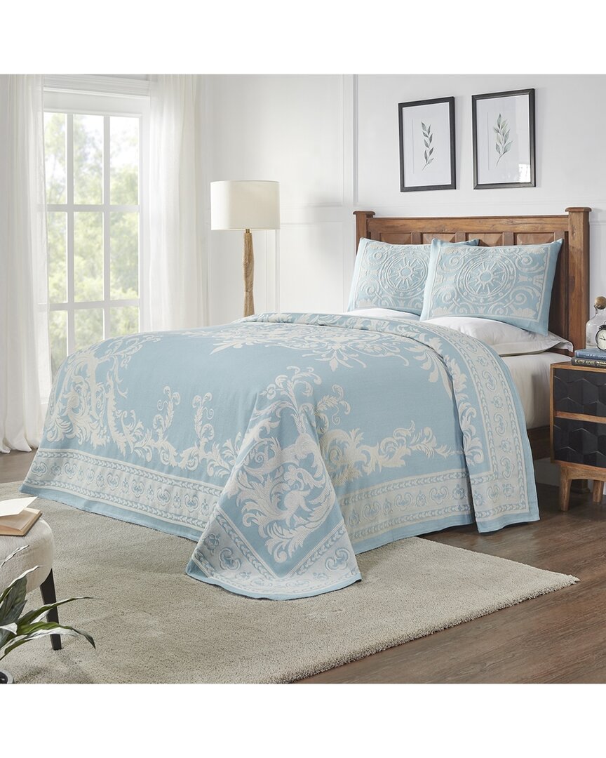 Superior Adalie Vintage Medallion Lightweight Woven Jacquard Oversized Bedspread Set In Aqua