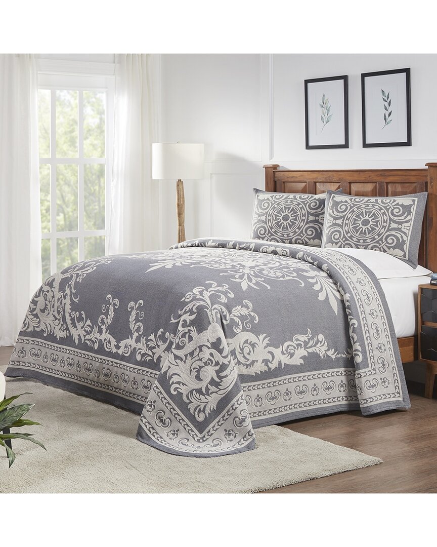 Superior Adalie Vintage Medallion Lightweight Woven Jacquard Oversized Bedspread Set In Blue