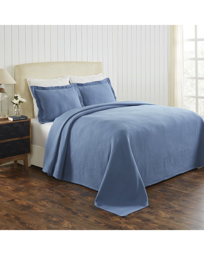 Superior Cascade Jacquard Matelasse 3pc Bedspread Set In Blue