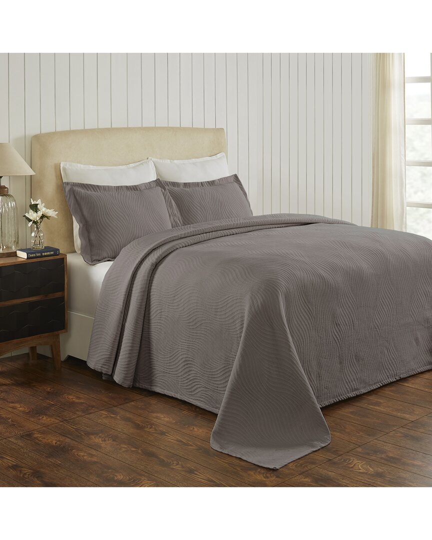 Superior Cascade Jacquard Matelasse 3pc Bedspread Set In Grey