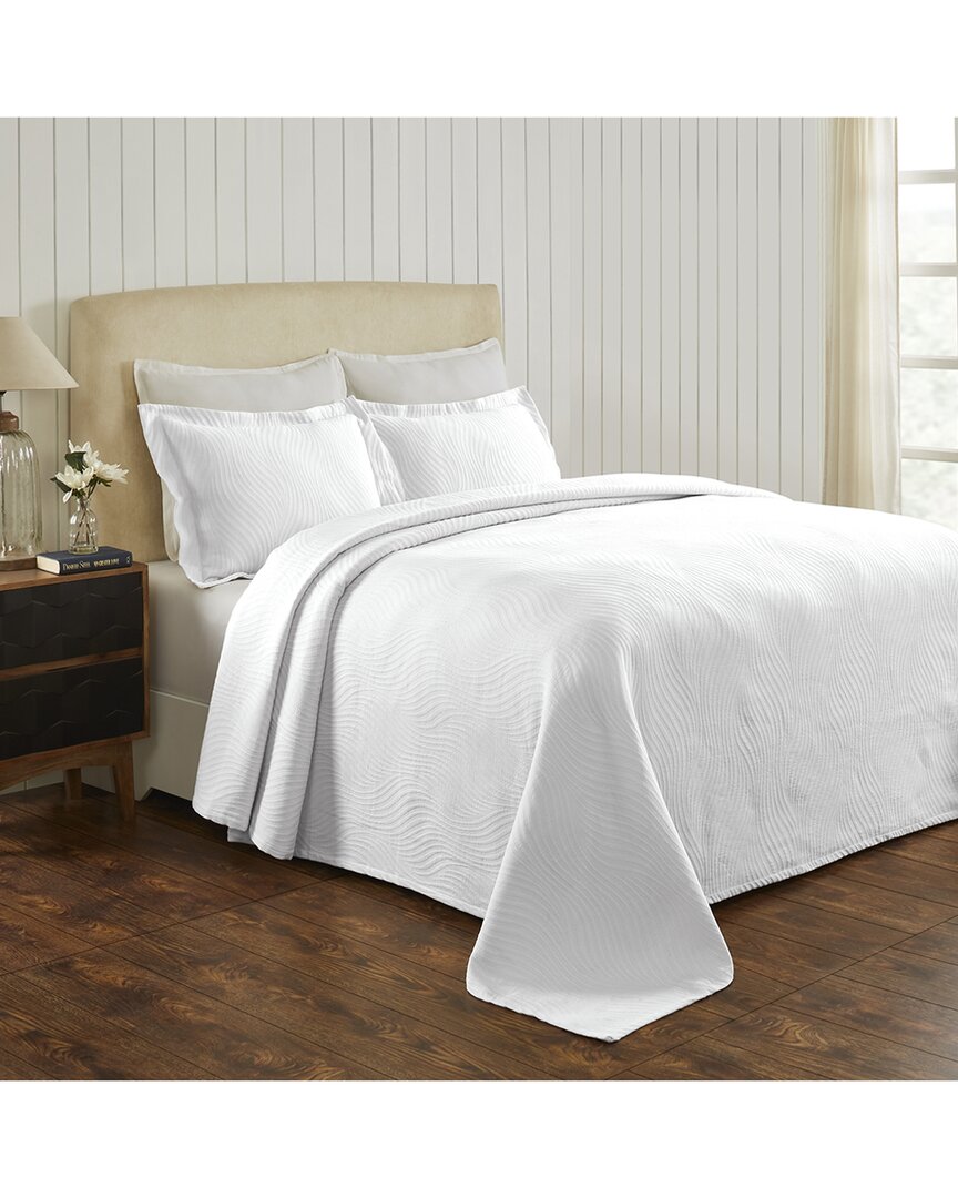 Shop Superior Cascade Cotton Jacquard Matelasse Bedspread Set In White