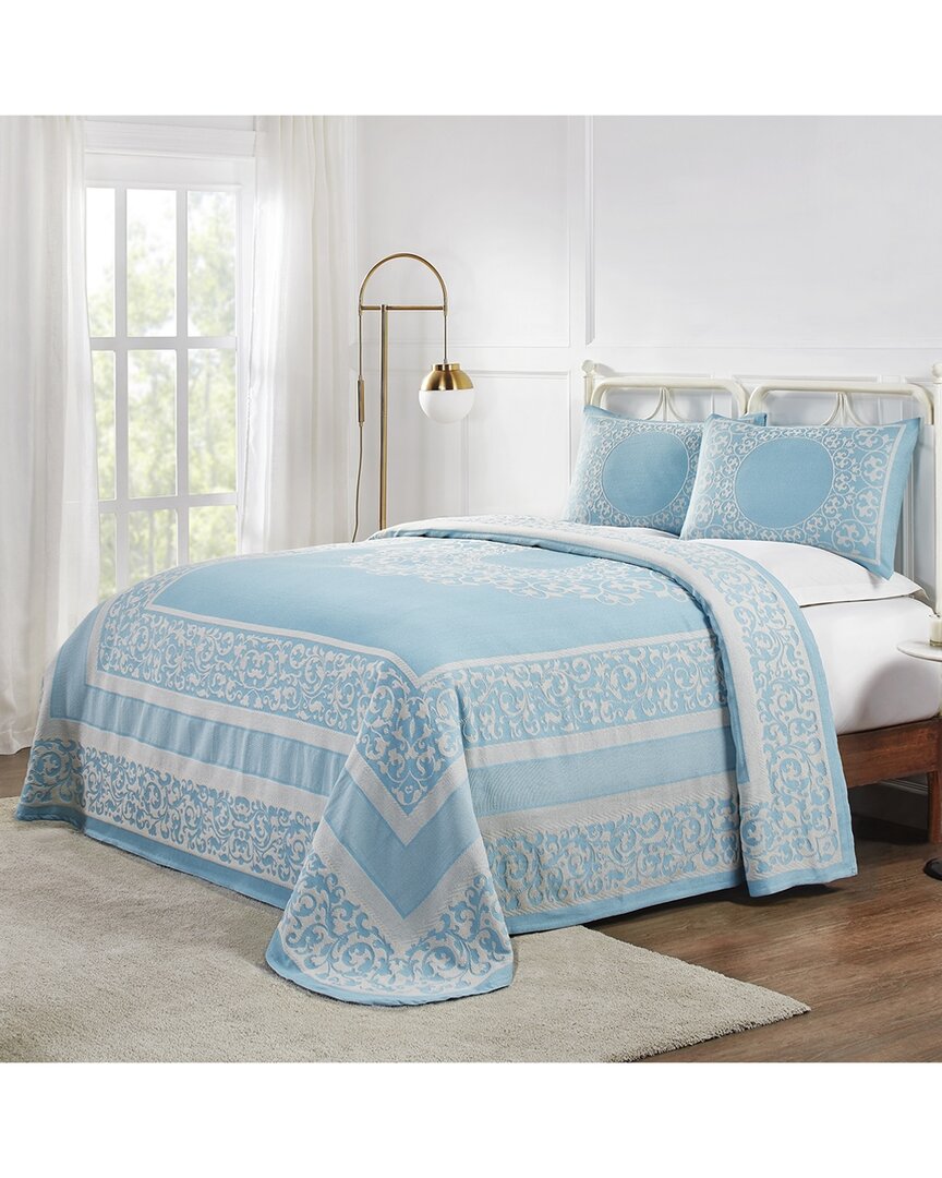 Superior Lyron Boho Mandala Lightweight Woven Jacquard Oversized Bedspread And Sham Set In Aqua