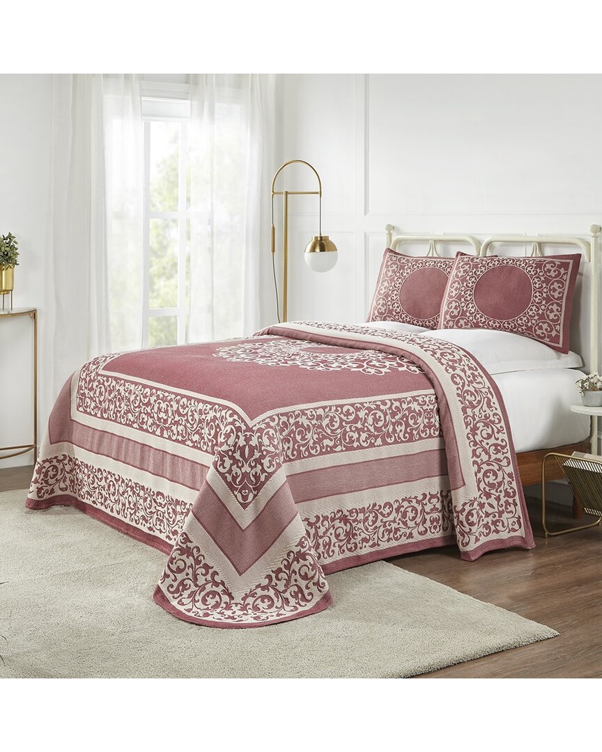 Superior Lyron Boho Mandala Lightweight Woven Jacquard Oversized Bedspread And Sham Set In Red