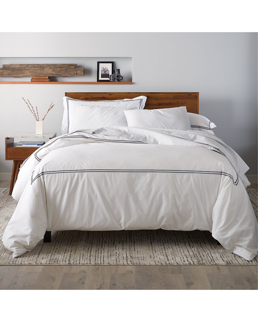 Ella Jayne 100 Cotton Percale Satin Stitched Duvet Cover Sets In Black